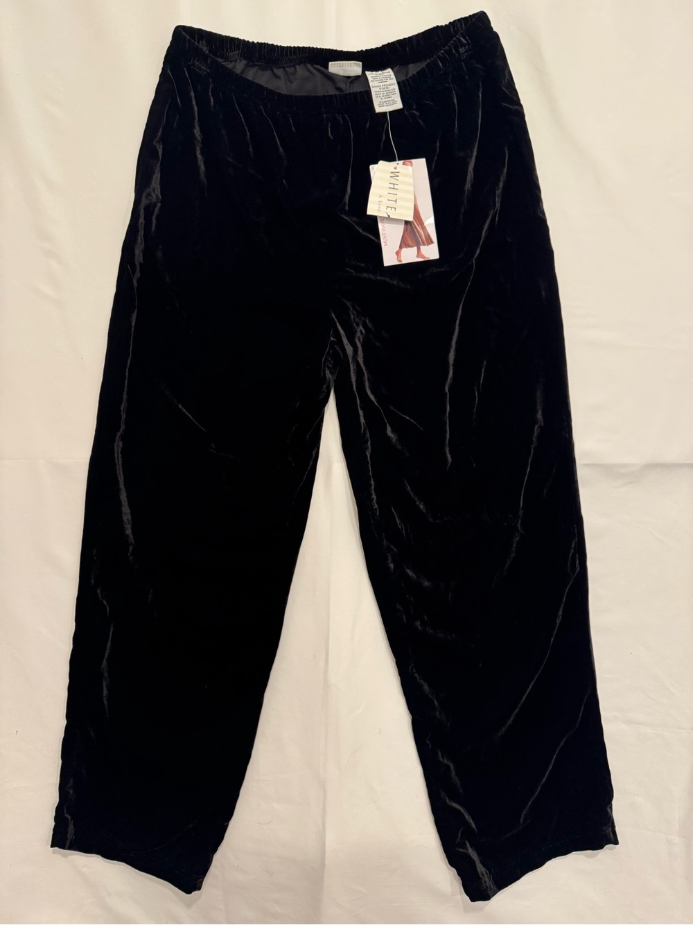 NWT White Stag Black Velvet Pants Women Size Large Elastic Waist